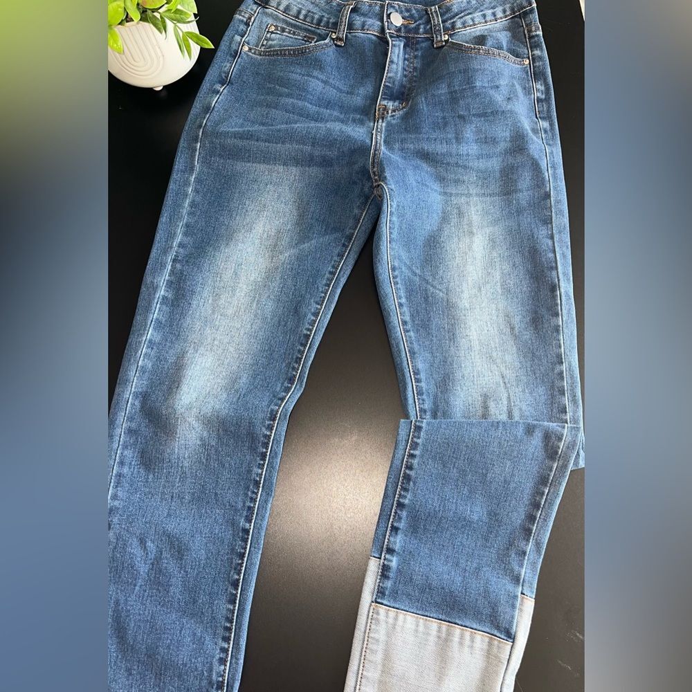 Hayden Los Angeles Womens Blue High Waisted Two Tone Skinny Jeans Size Small EUC